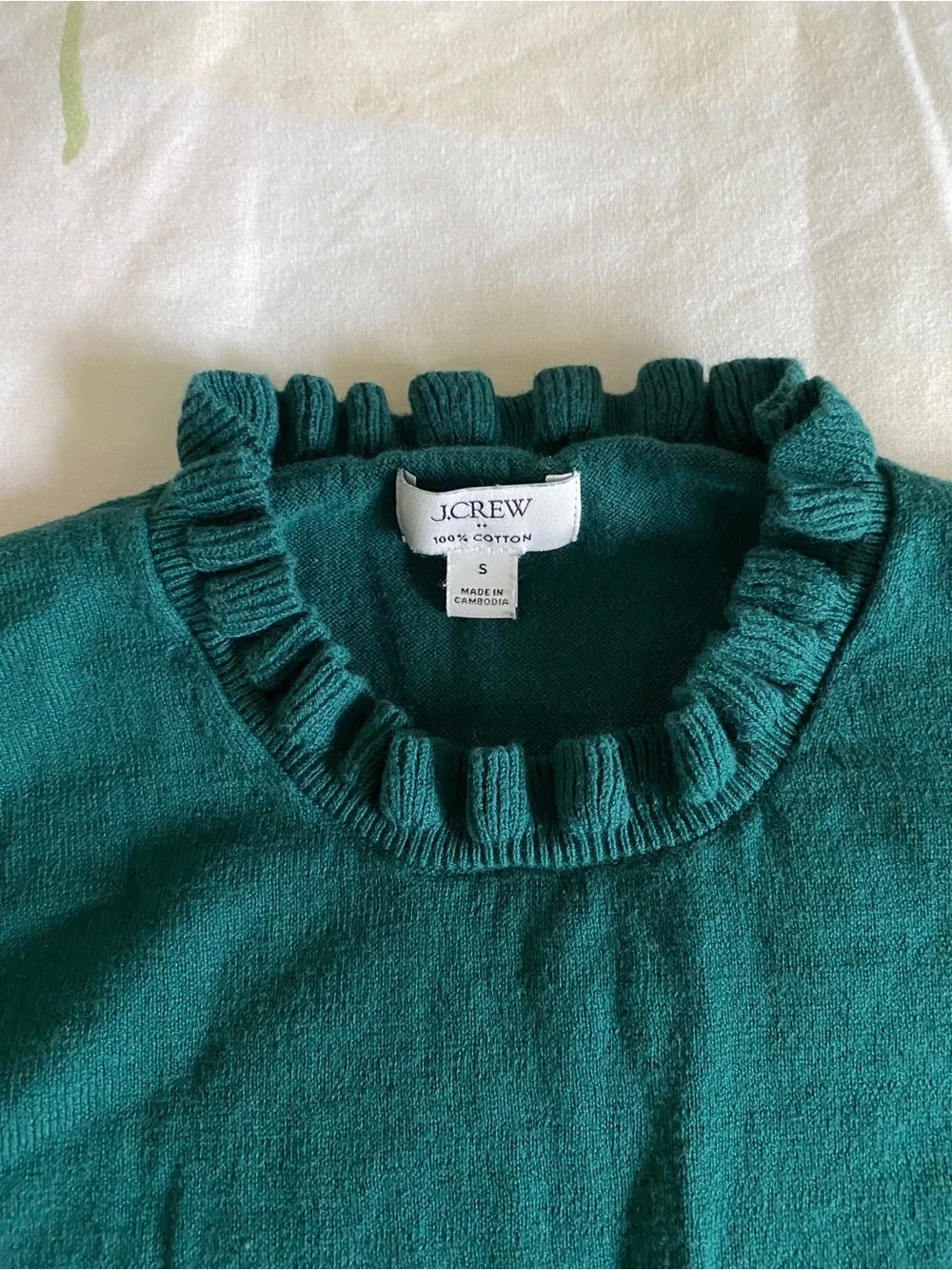 J.Crew Factory Cotton Ruffleneck Sweater Size Small